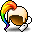 Front Ponytail Rainbow Wig